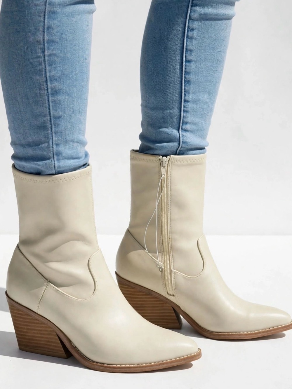 Universal Thread Cream Western Mid-Calf Heeled Boots